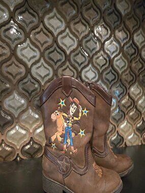 Disney Pixar Toy Story Woody & Bullseye Toddler Boys Size 6 Brown Cowboy Boots